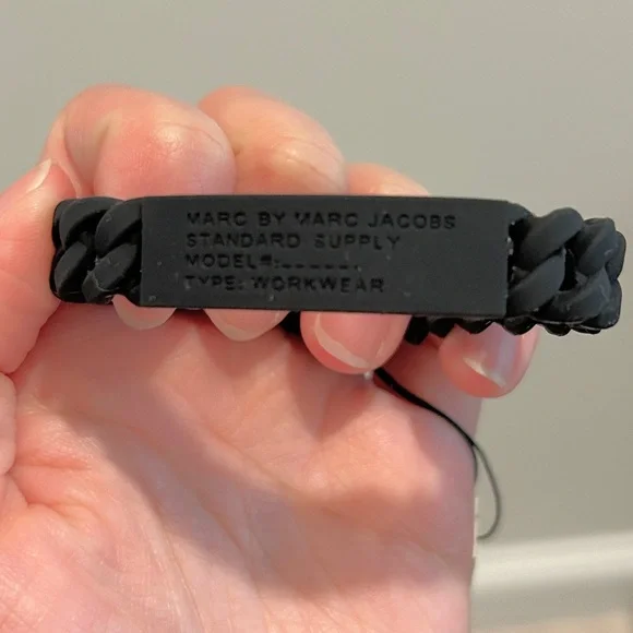 2 NWT Marc by Marc Jacobs Black Silicone Charm Bracelet & Braided Bracelet - Picture 6 of 7